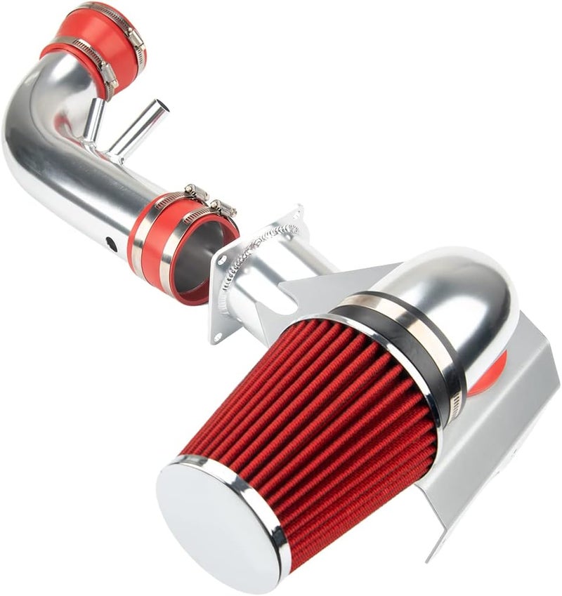 AUTOSITY Air Intake Kit, 3" & 3.5" Cold Air Intake System Kits + Filter Aluminum Compatible with 1996-2004 Mustang GT Model with 4.6L V8 (Red) - Image 1